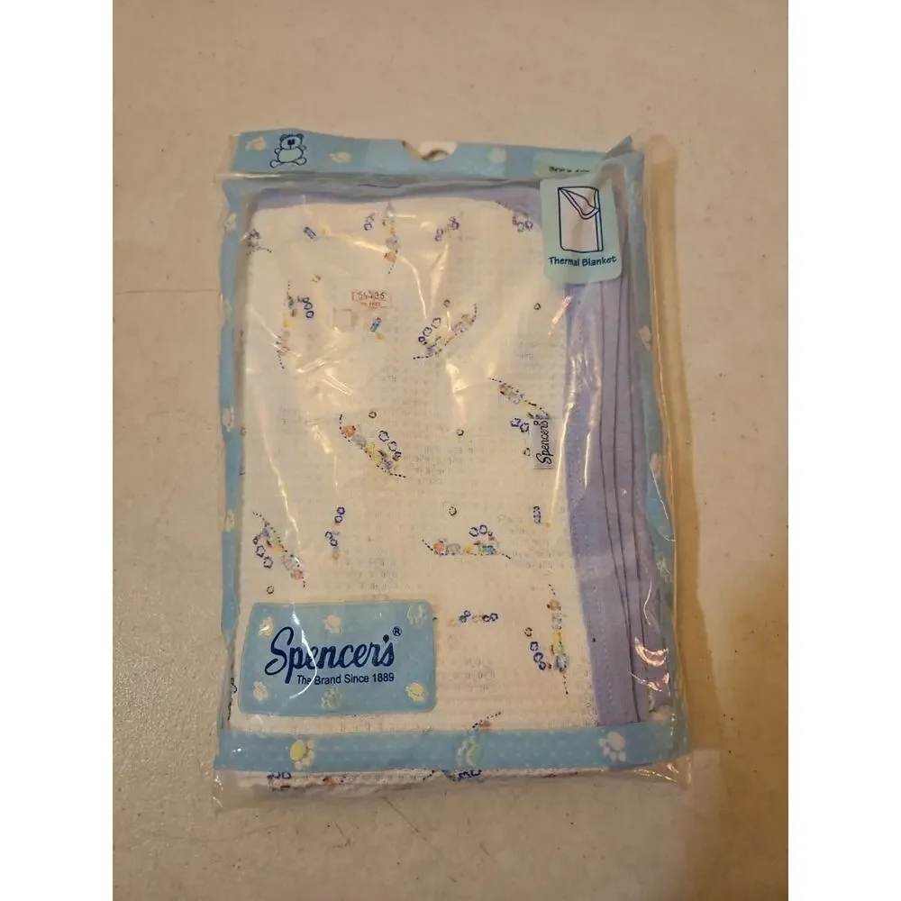 Vintage Spencers Cotton Thermal Knit 30x40 Baby Receiving Blanket Lovey NOS